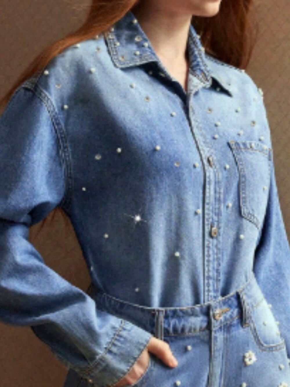 NEW SS2026 Embellished Denim Shirt Large-XL